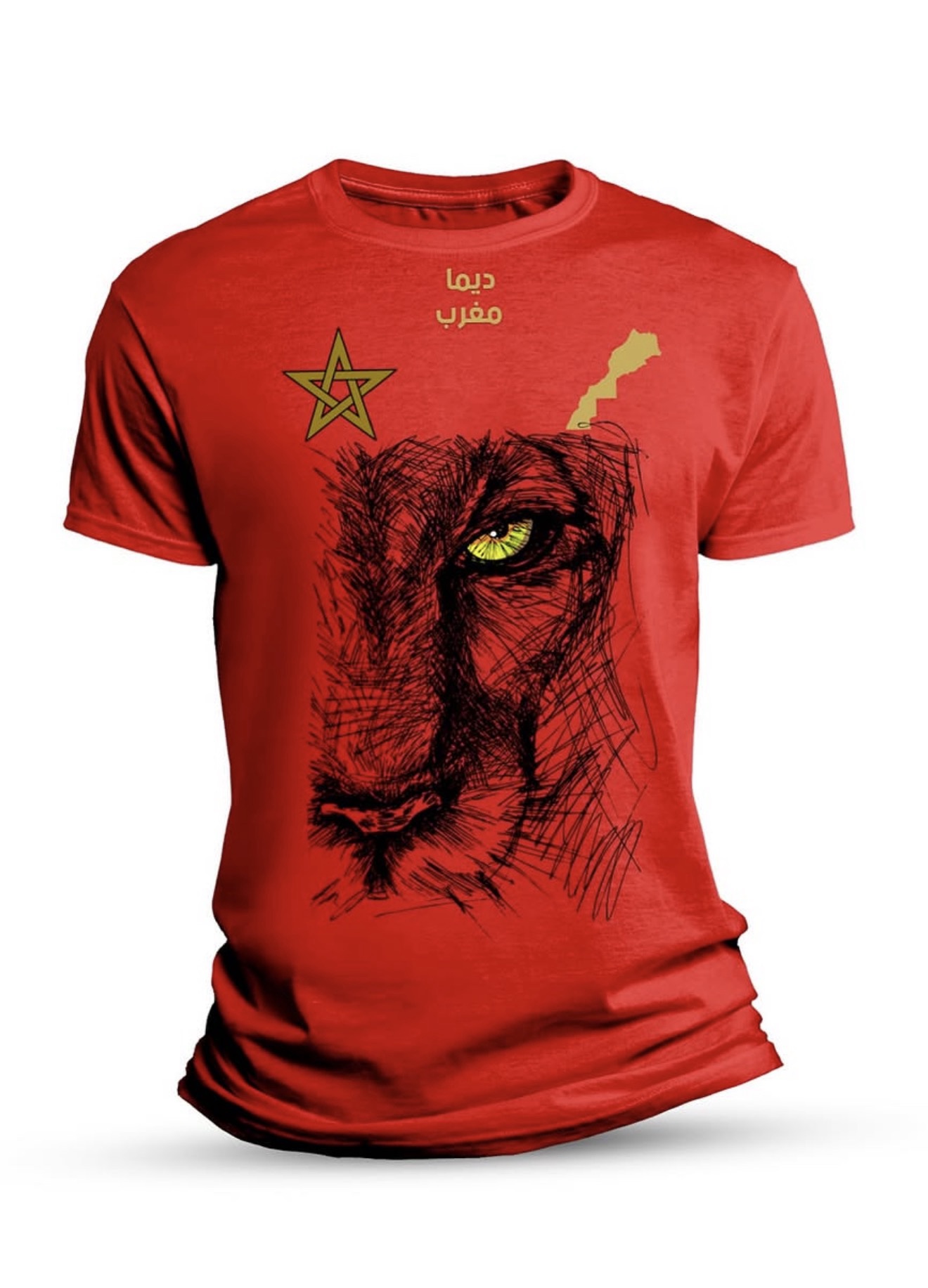 t shirt “l’Œil du lion d'atlas” version rouge